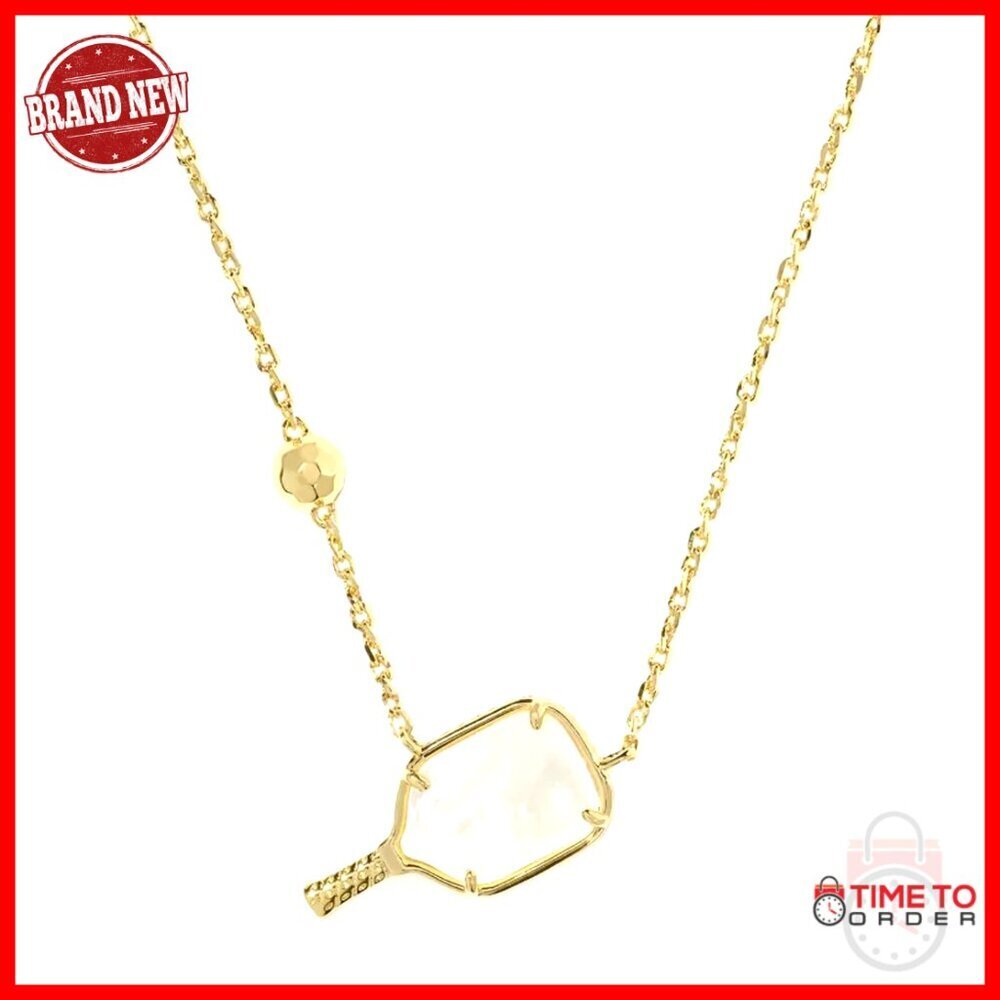 Gold Plated Pendant Necklace Elegant Minimal Chic Mother of Pearl Jewelry